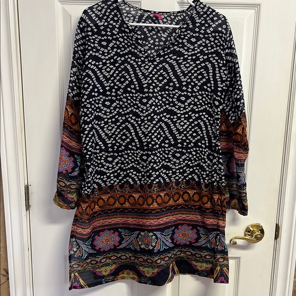 Raj 100% Cotton Bohemian Patterned Tunic Dress - Picture 1 of 3